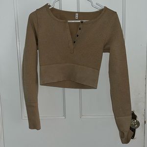 Aerie waffle knit cropped long sleeve